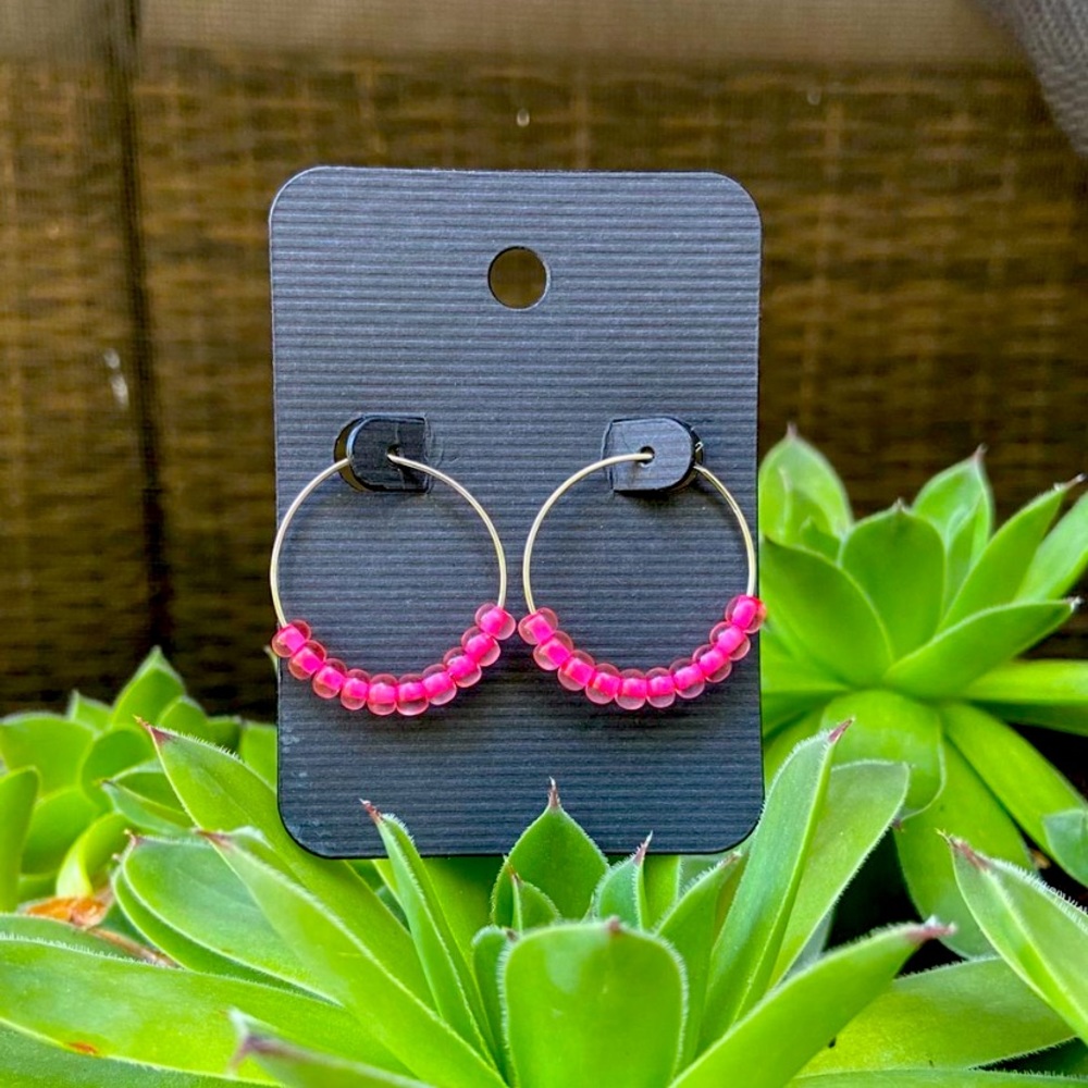 Hot pink hoop earrings